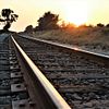 Railroad tracks sunset
